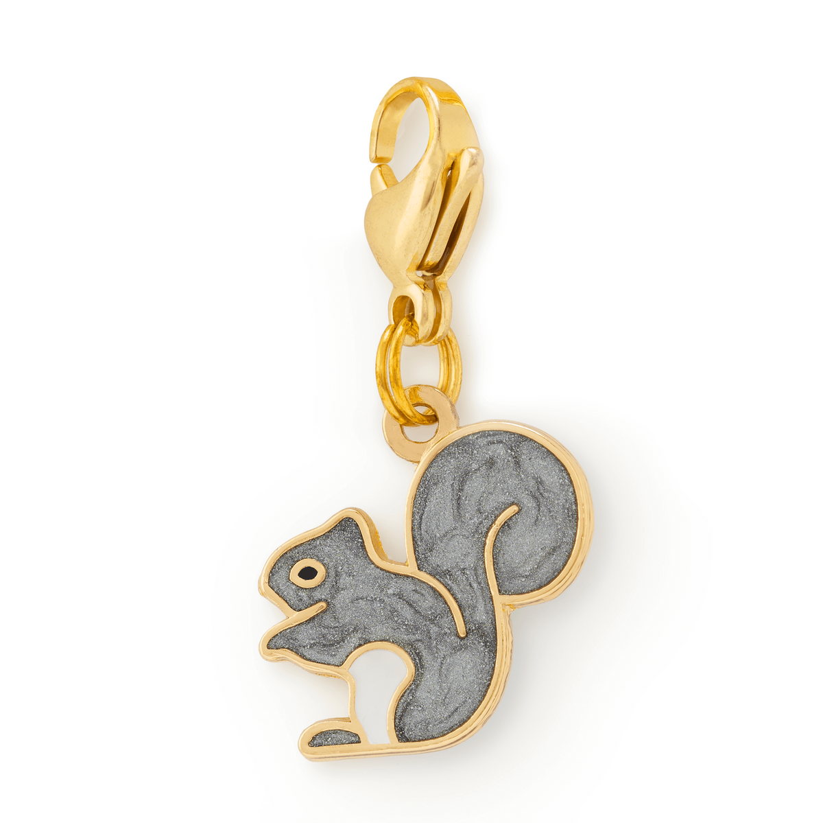 Gray Squirrel Enamel Dog Collar Charm, Double-Sided