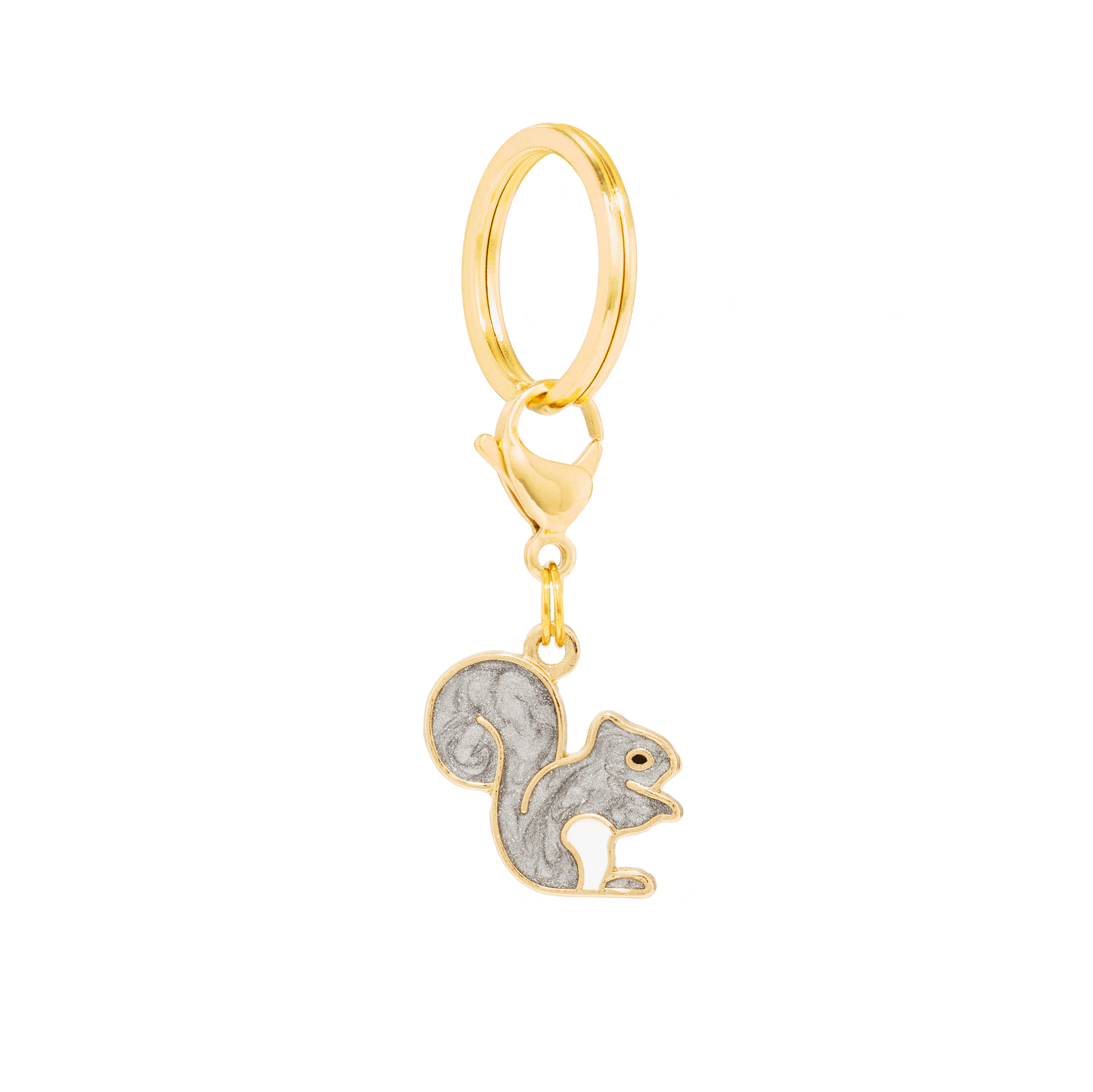 Gray Squirrel Enamel Dog Collar Charm, Double-Sided