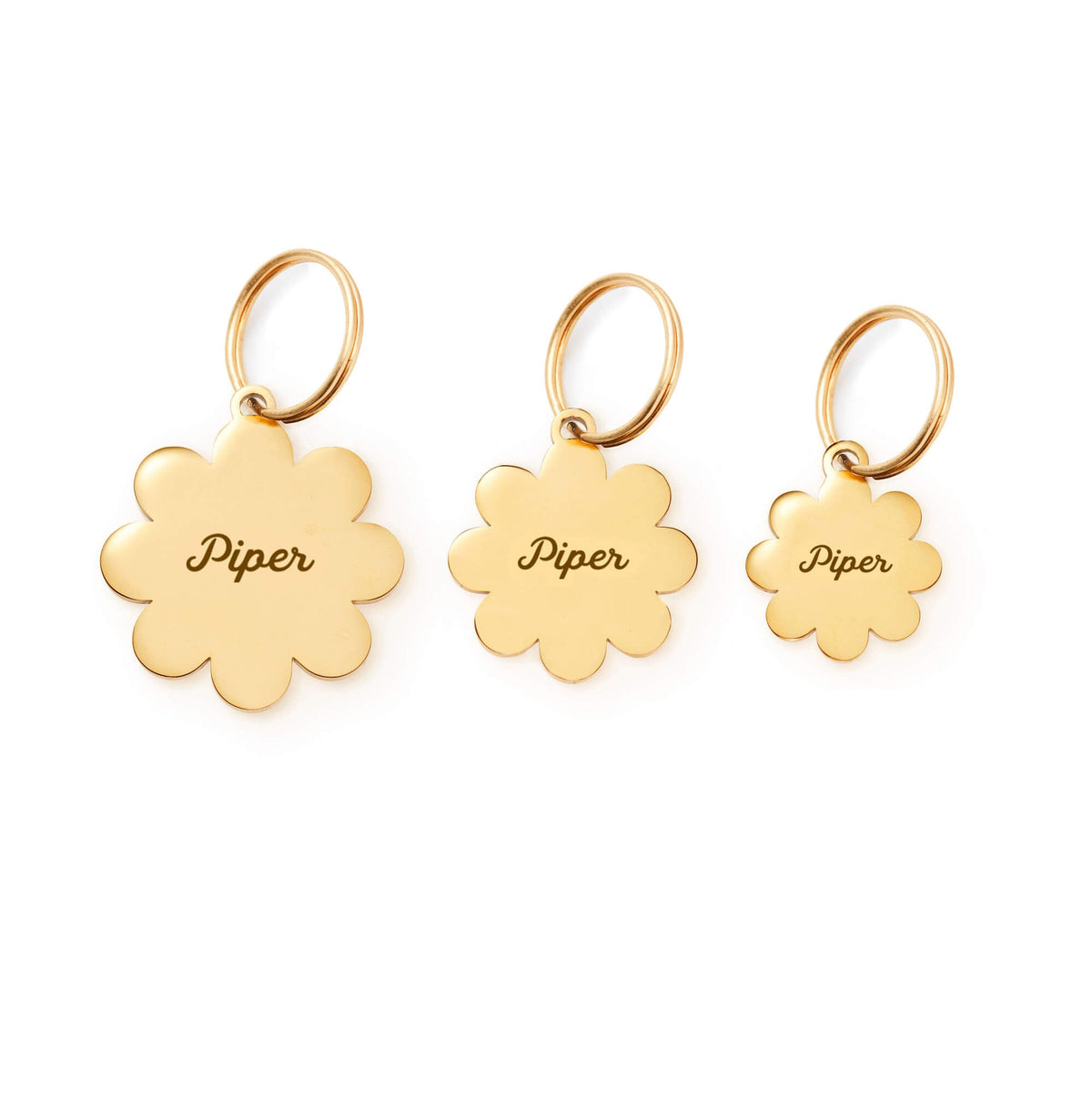 Flower Shaped Pet ID Tag in Gold-Tone Stainless Steel