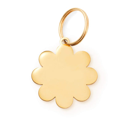 Flower Shaped Pet ID Tag in Gold-Tone Stainless Steel