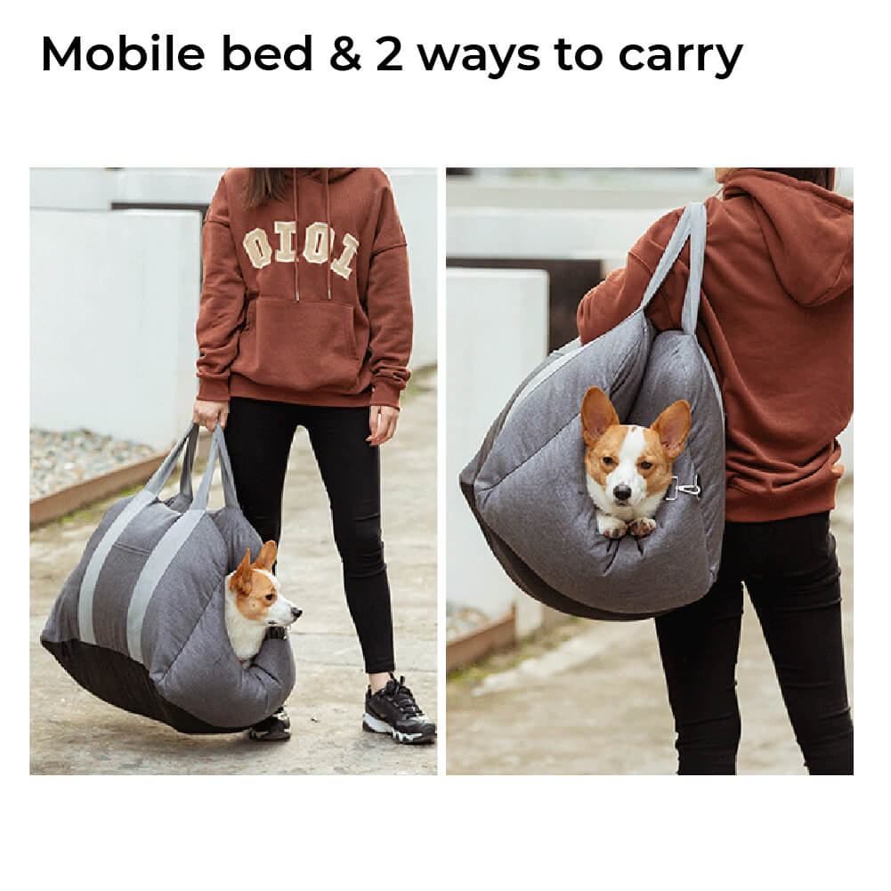 Padded Dog Car Seat Bed with Safety Leash and Bolsters