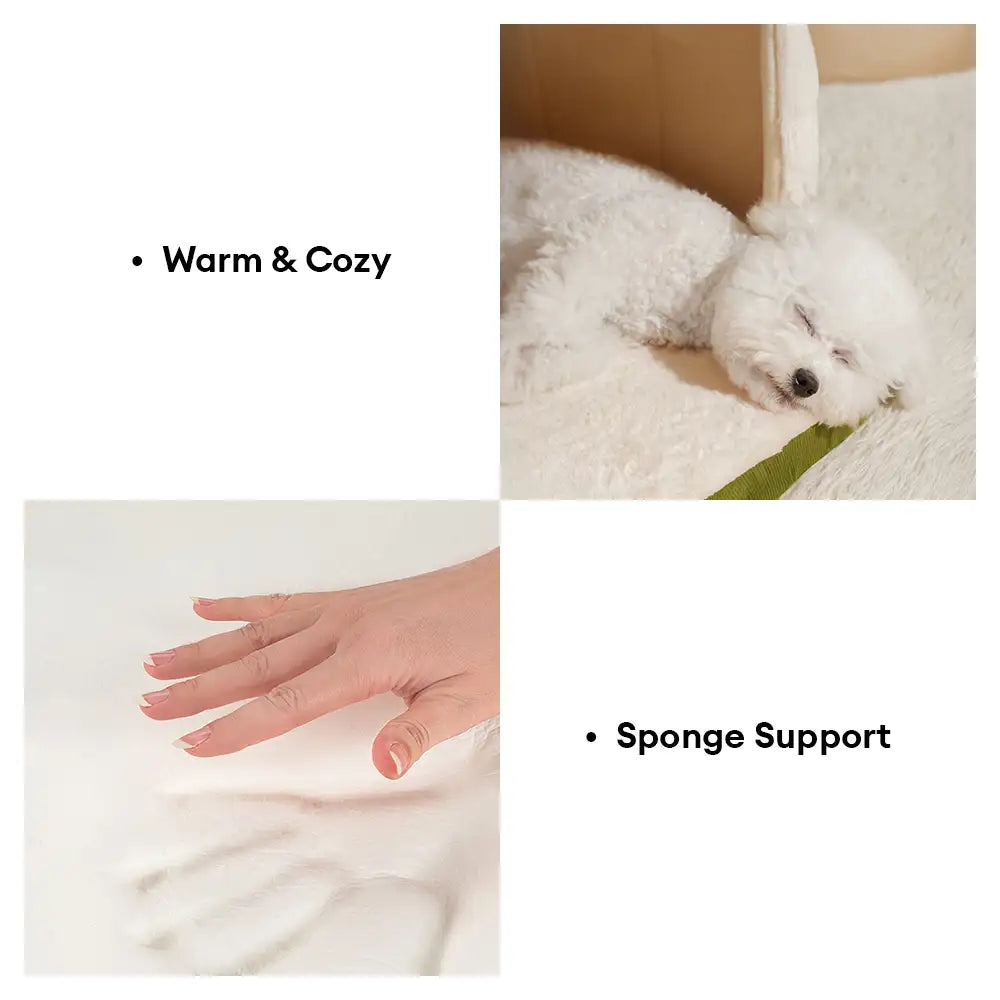 Plush Cave Dog and Cat Bed with Removable Cushion