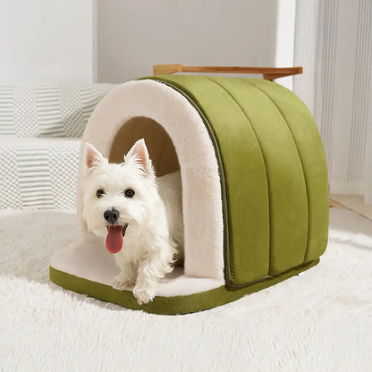 Plush Cave Dog and Cat Bed with Removable Cushion