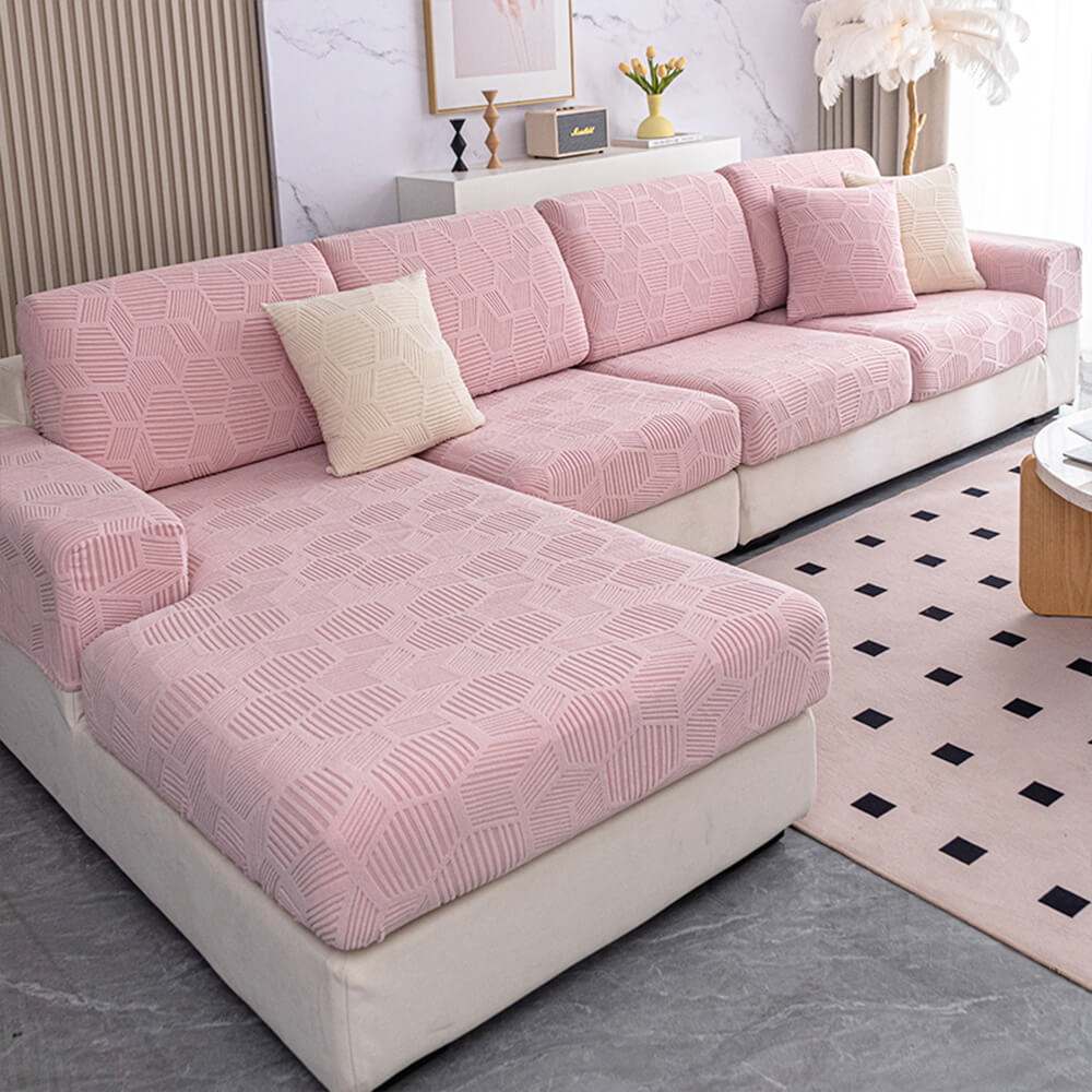 Honeycomb Jacquard Stretch Sectional Couch Cover, Water-Resistant