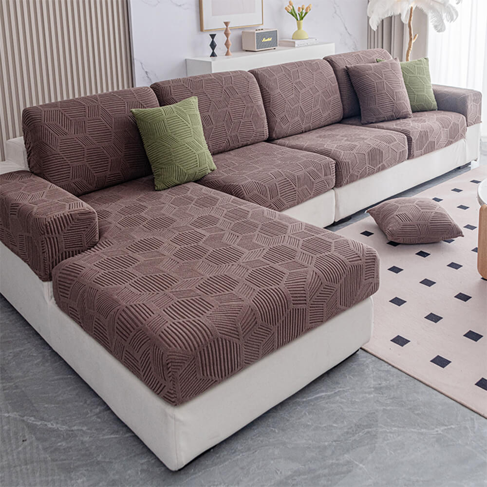 Honeycomb Jacquard Stretch Sectional Couch Cover, Water-Resistant