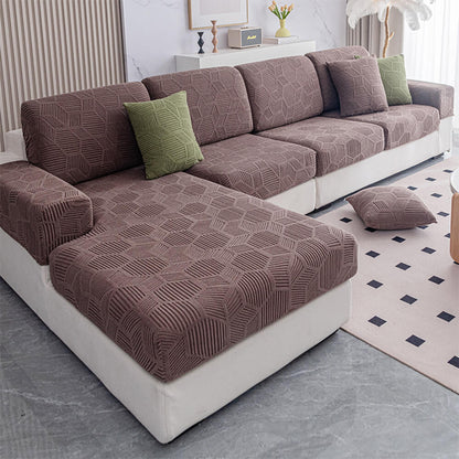 Honeycomb Jacquard Stretch Sectional Couch Cover, Water-Resistant