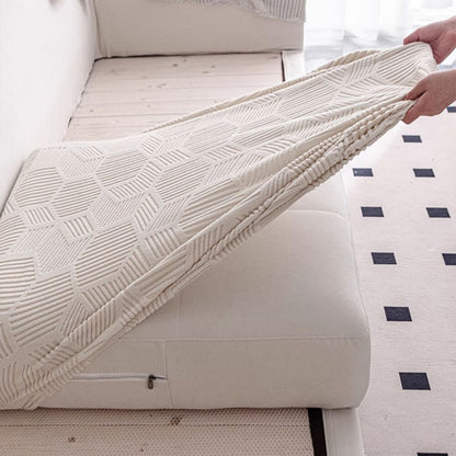 Honeycomb Jacquard Stretch Sectional Couch Cover, Water-Resistant