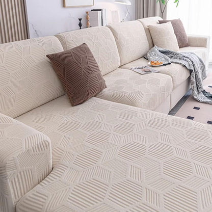 Honeycomb Jacquard Stretch Sectional Couch Cover, Water-Resistant