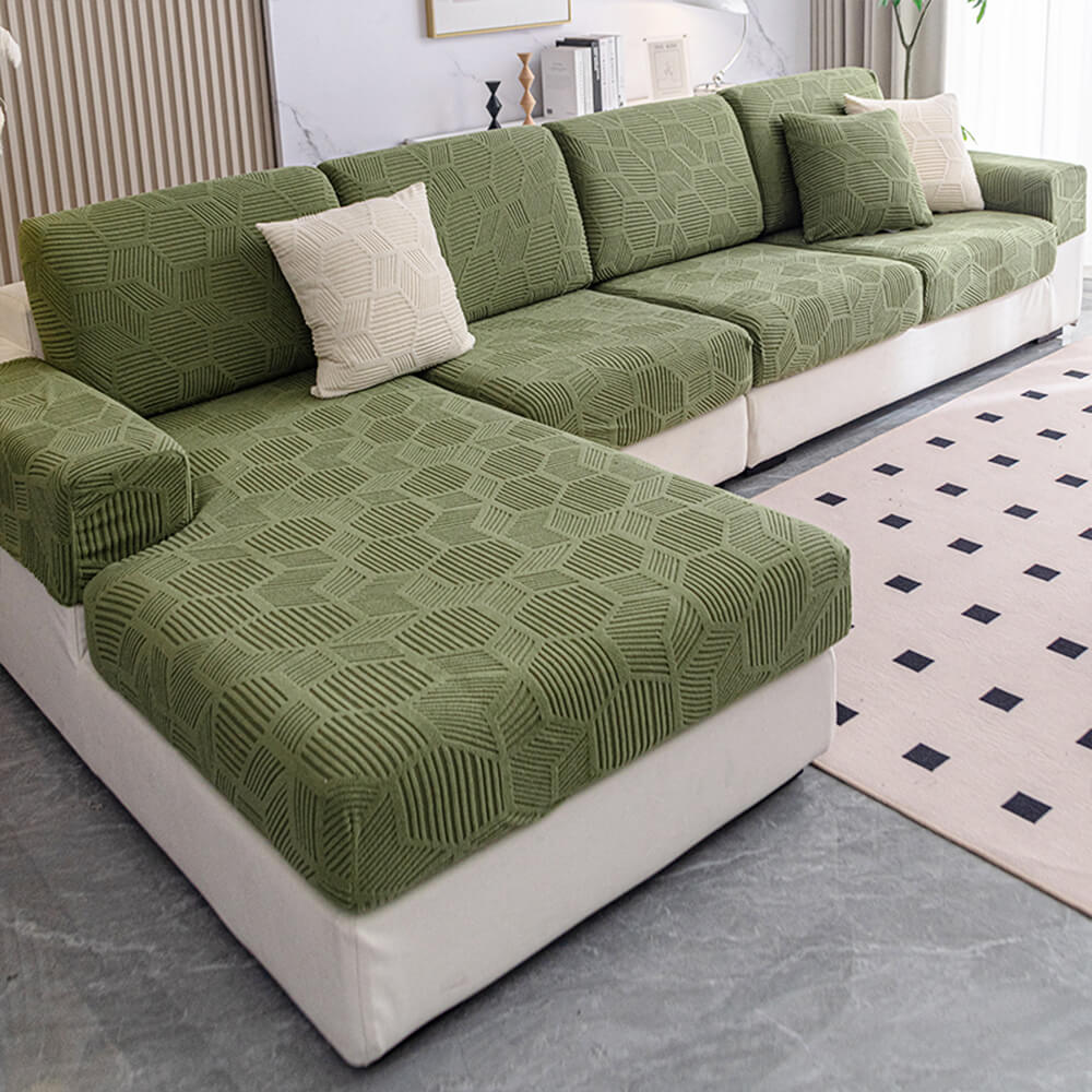 Honeycomb Jacquard Stretch Sectional Couch Cover, Water-Resistant