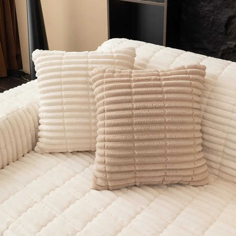 Waterproof One-Piece Flannel Sofa Cover with Quilted Look