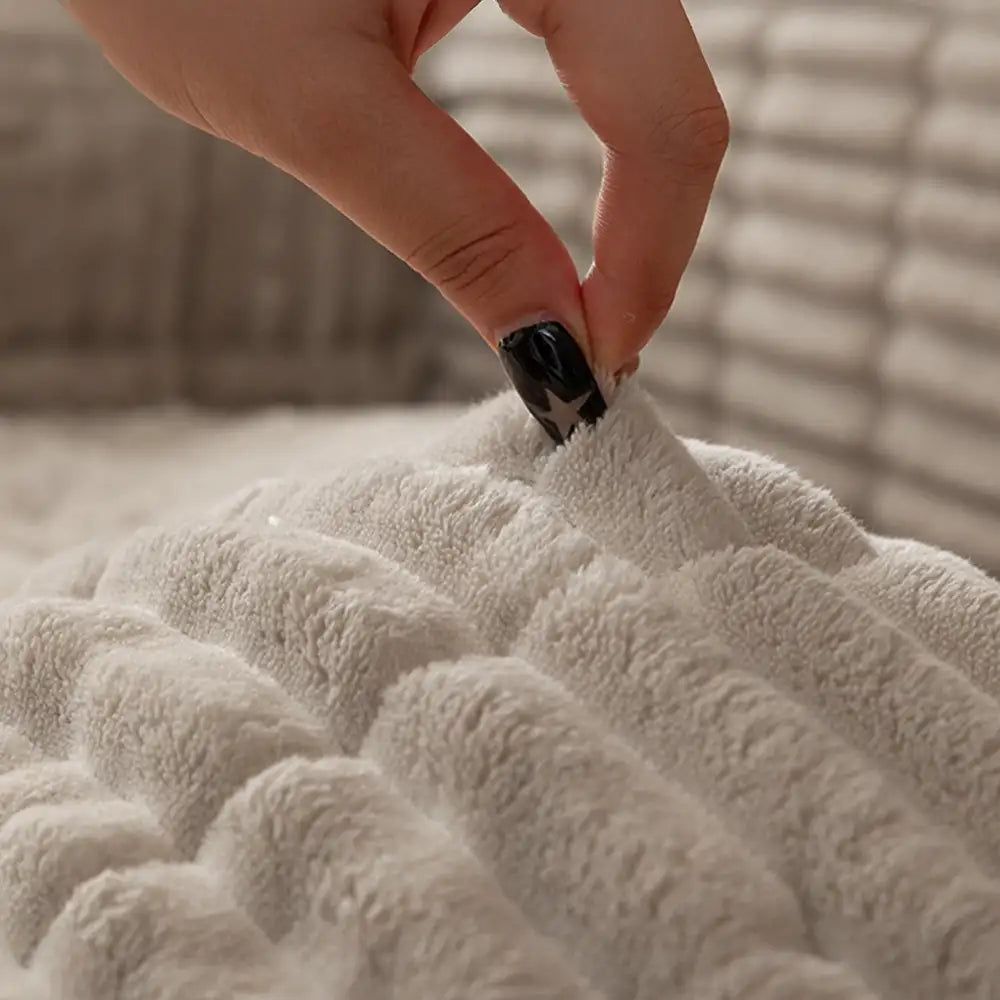 Waterproof One-Piece Flannel Sofa Cover with Quilted Look