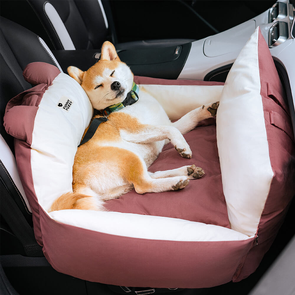 Bear Ears Dog Car Seat Bed with High Bolsters, Single or Double