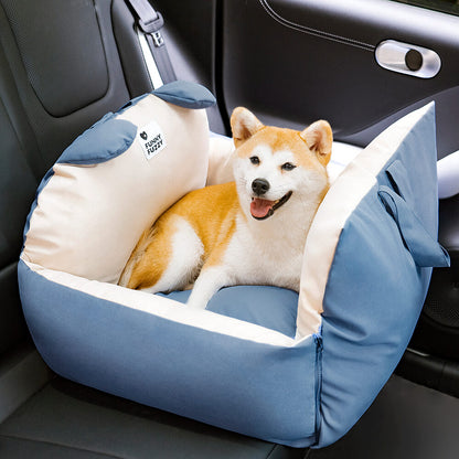 Bear Ears Dog Car Seat Bed with High Bolsters, Single or Double