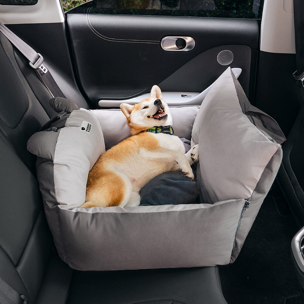 Bear Ears Dog Car Seat Bed with High Bolsters, Single or Double