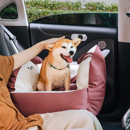 Bear Ears Dog Car Seat Bed with High Bolsters, Single or Double