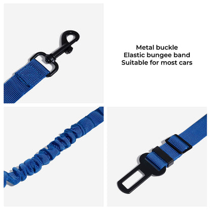 Adjustable Dog Car Seat Belt with Elastic Reflective Strap