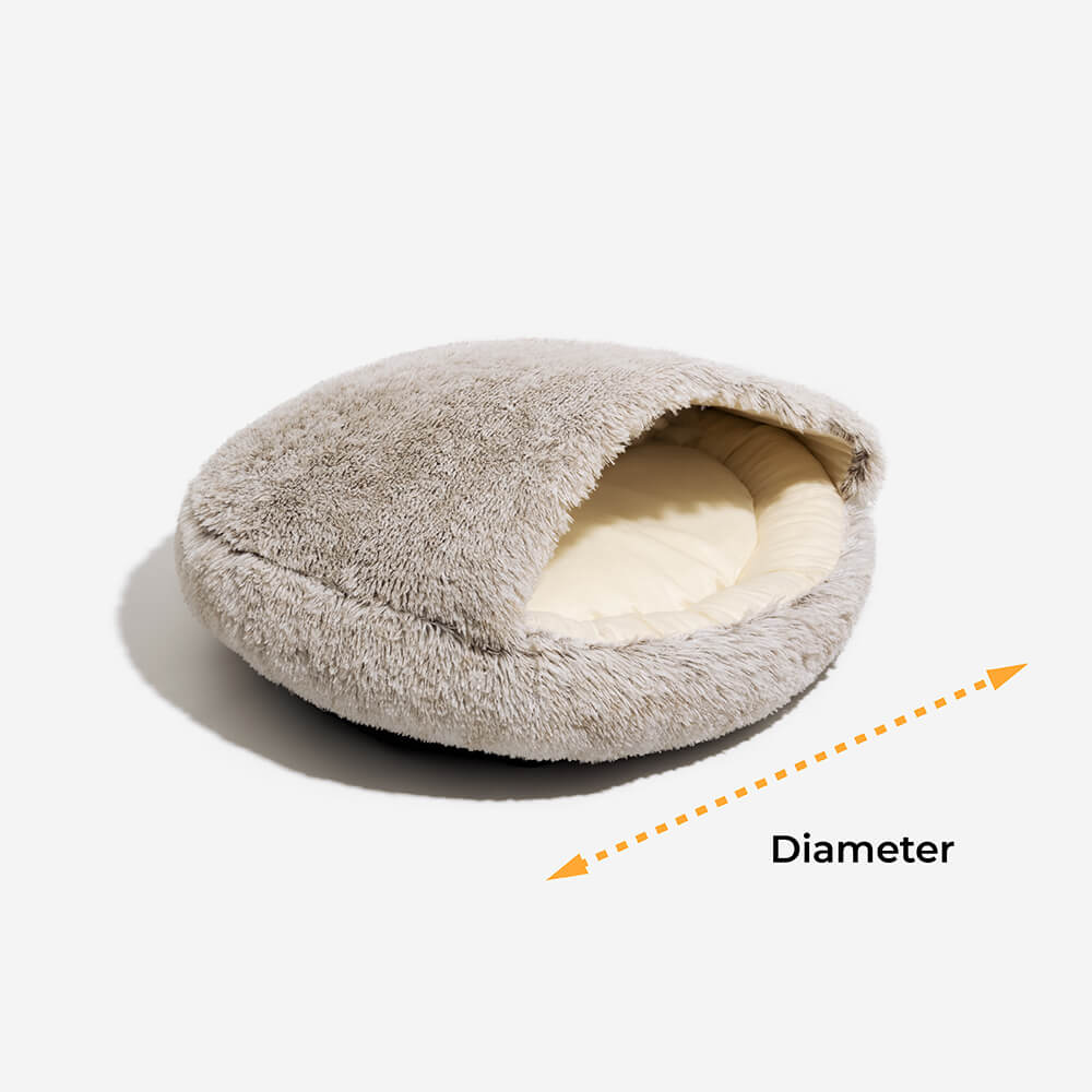 Plush Semi-Enclosed Pet Nest Bed with Flip-Over Top