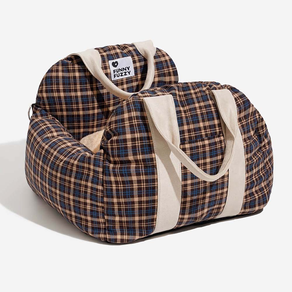 Padded Dog Car Seat Bed with Safety Leash and Bolsters
