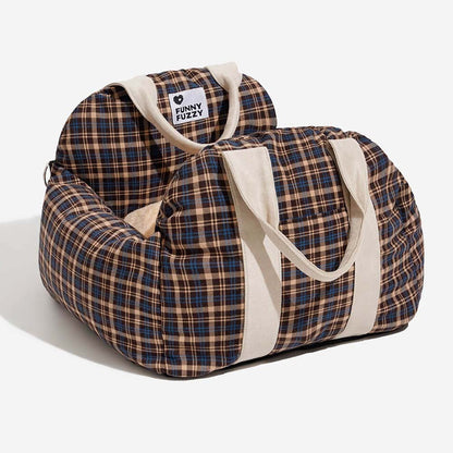 Padded Dog Car Seat Bed with Safety Leash and Bolsters