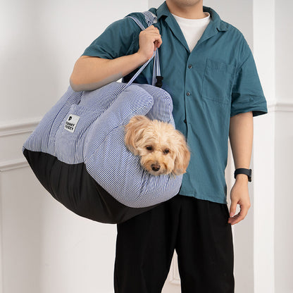 Portable Bolster Dog Car Seat Bed with Carry Handles and Shoulder Strap