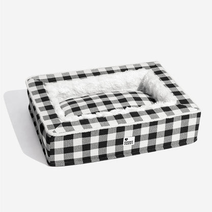 Tartan Calming Dog Bed with Raised Bolsters and Plush Lining