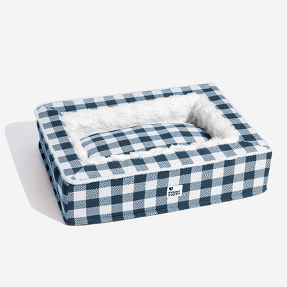 Tartan Calming Dog Bed with Raised Bolsters and Plush Lining