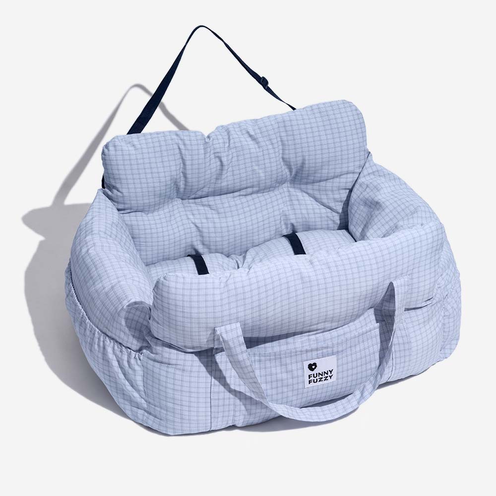 Portable Bolster Dog Car Seat Bed with Carry Handles and Shoulder Strap