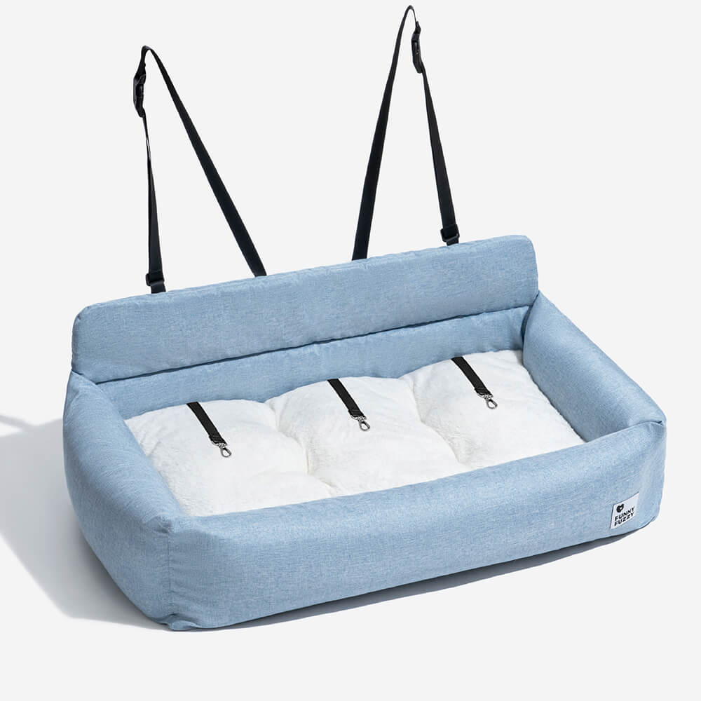 Canvas Dog Car Back Seat Bed with Bolsters, Washable, Full Width