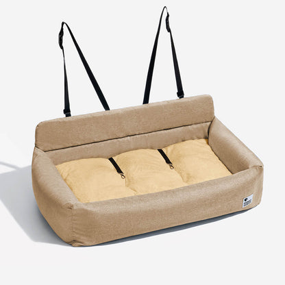 Canvas Dog Car Back Seat Bed with Bolsters, Washable, Full Width