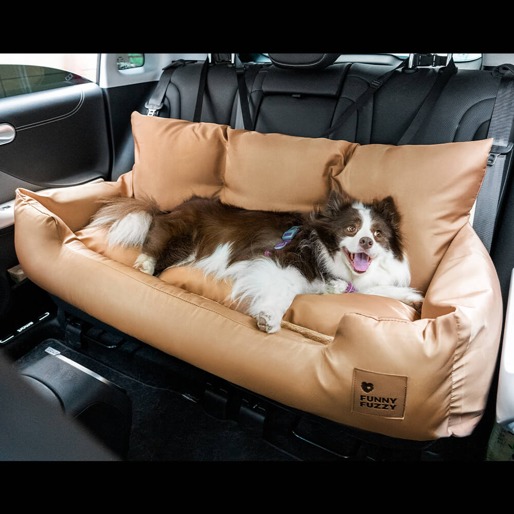 Dog Car Back Seat Bed with Bolsters and Storage Pocket, Medium to Large