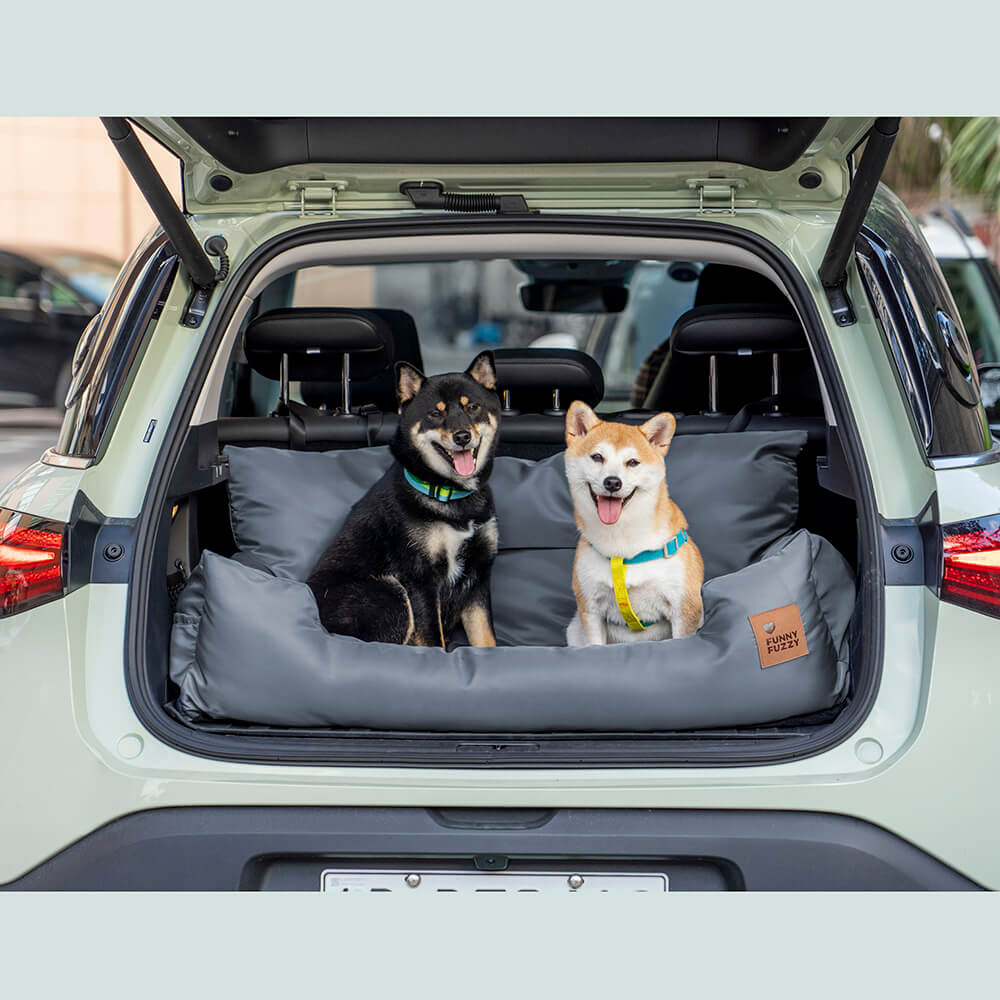 Dog Car Back Seat Bed with Bolsters and Storage Pocket, Medium to Large