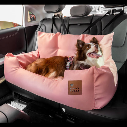 Dog Car Back Seat Bed with Bolsters and Storage Pocket, Medium to Large