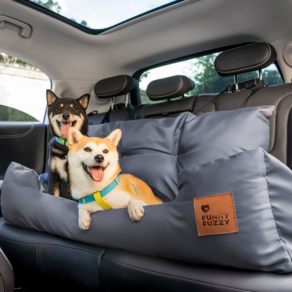 Dog Car Back Seat Bed with Bolsters and Storage Pocket, Medium to Large