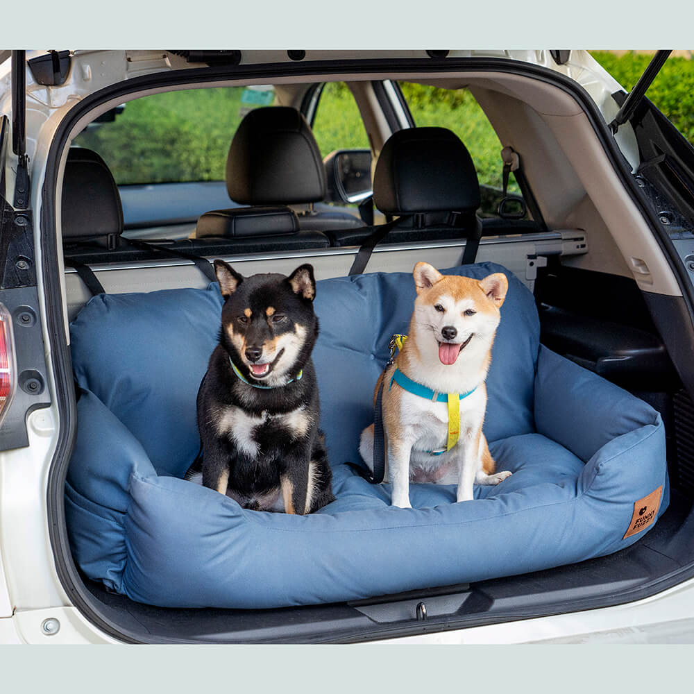Dog Car Back Seat Bed with Bolsters and Storage Pocket, Medium to Large