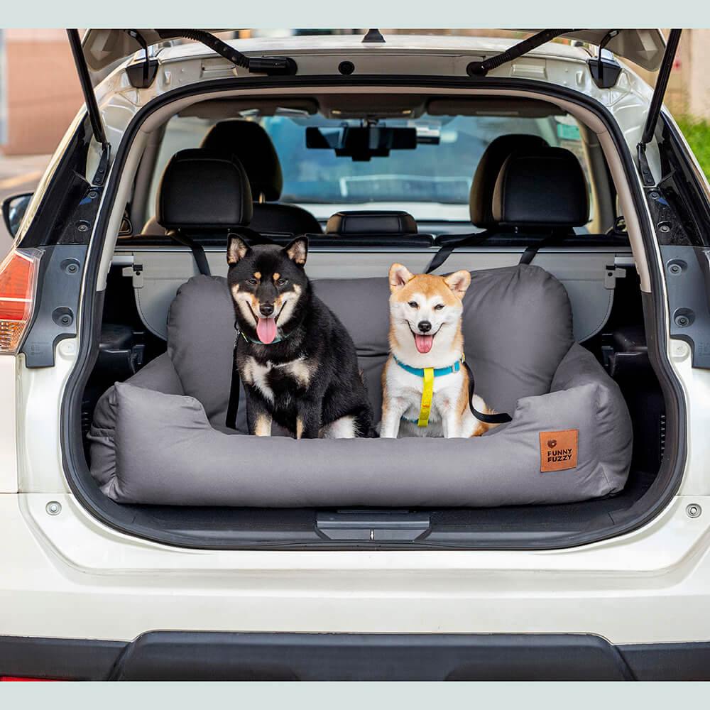 Dog Car Back Seat Bed with Bolsters and Storage Pocket, Medium to Large