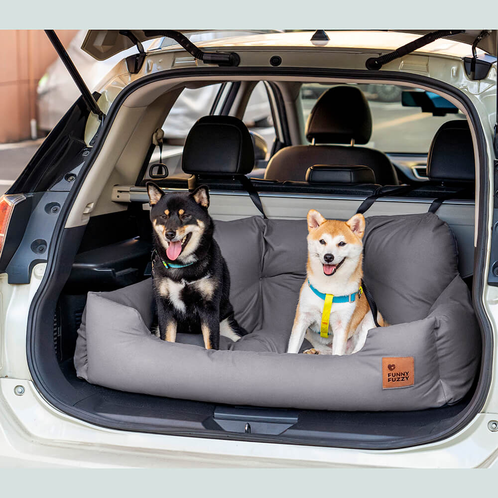 Dog Car Back Seat Bed with Bolsters and Storage Pocket, Medium to Large