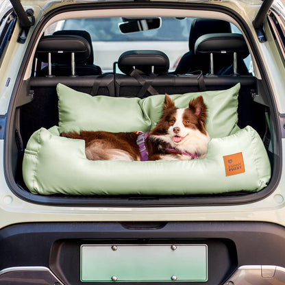 Dog Car Back Seat Bed with Bolsters and Storage Pocket, Medium to Large