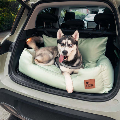 Dog Car Back Seat Bed with Bolsters and Storage Pocket, Medium to Large