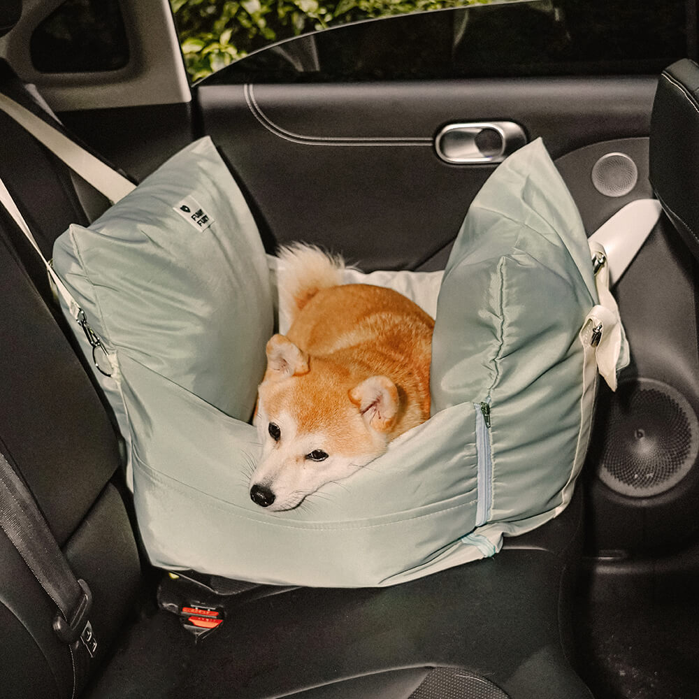 Waterproof Dog Car Seat Bed with Side Pockets and Safety Buckle