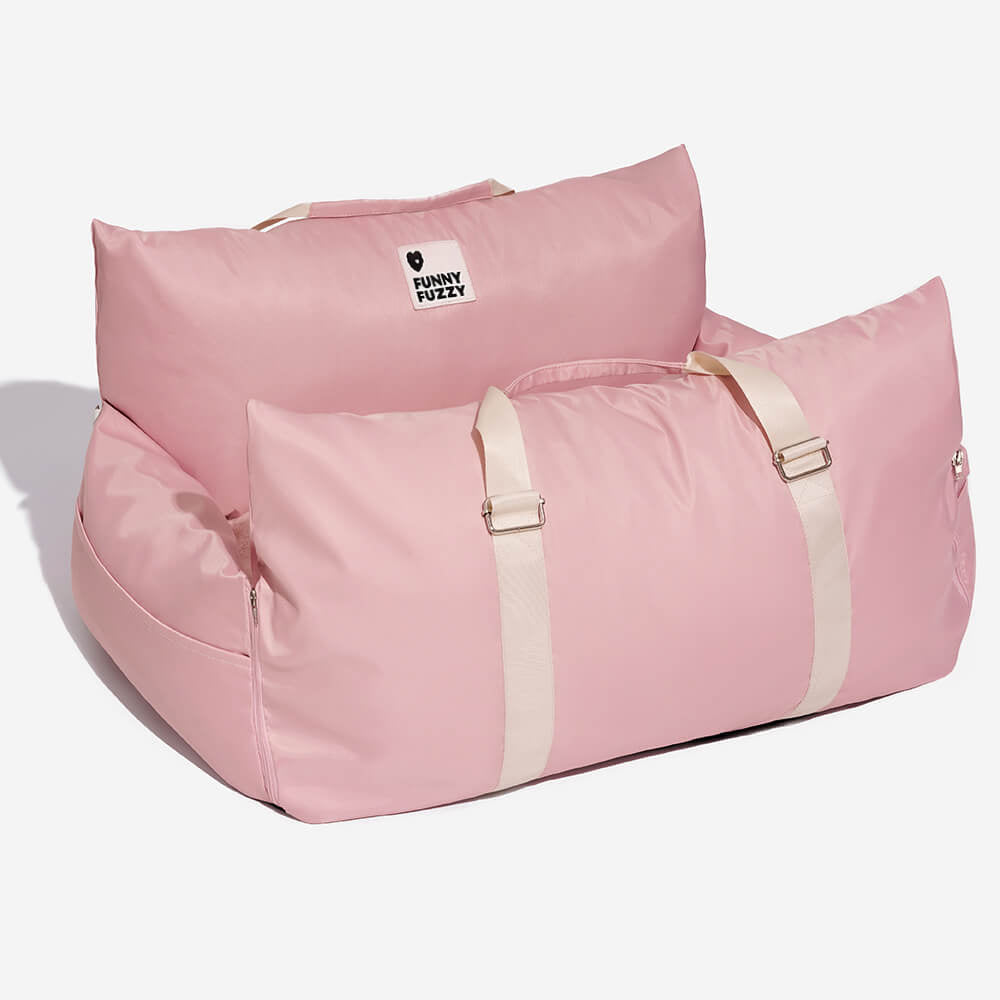 Waterproof Dog Car Seat Bed with Side Pockets and Safety Buckle