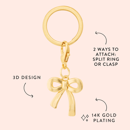 Gold Bow Dog Collar Charm, Nickel-Free Stainless Steel