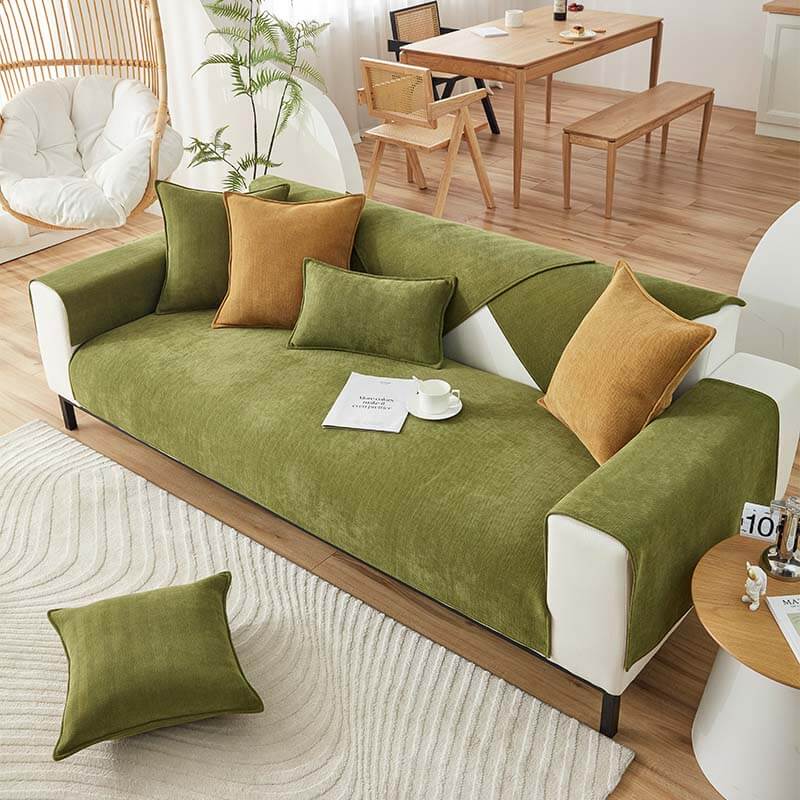 Waterproof Herringbone Chenille Couch Cover for Dogs and Cats