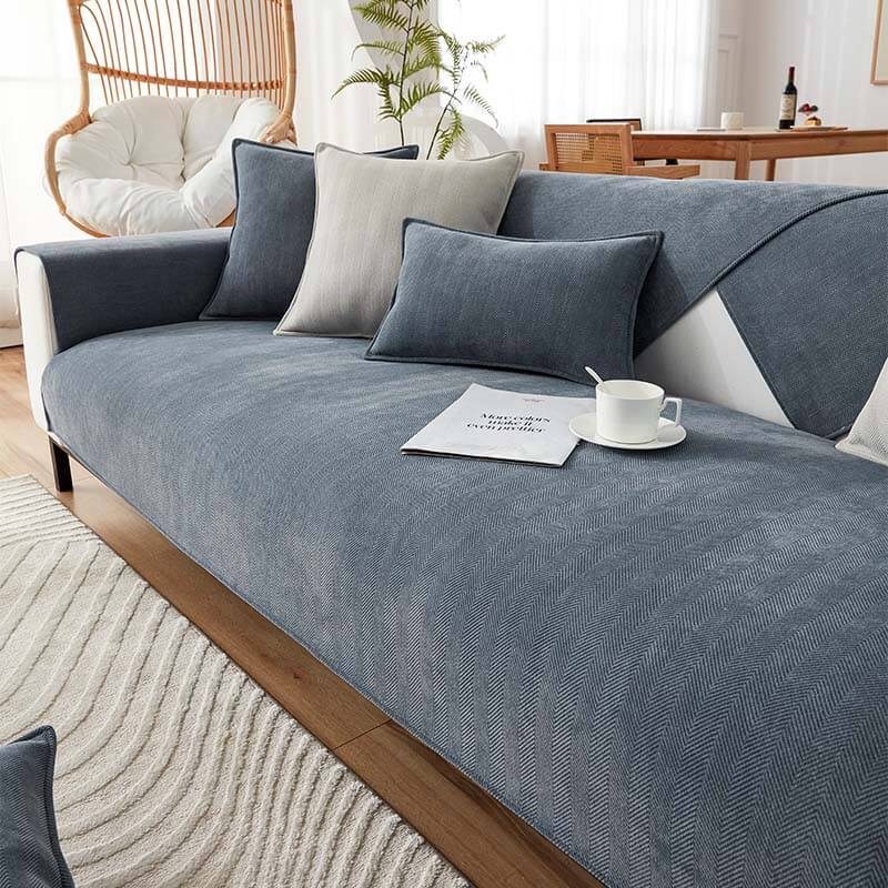 Waterproof Herringbone Chenille Couch Cover for Dogs and Cats