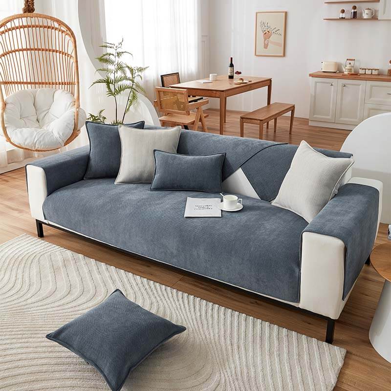 Waterproof Herringbone Chenille Couch Cover for Dogs and Cats