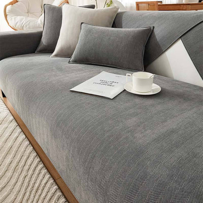 Waterproof Herringbone Chenille Couch Cover for Dogs and Cats