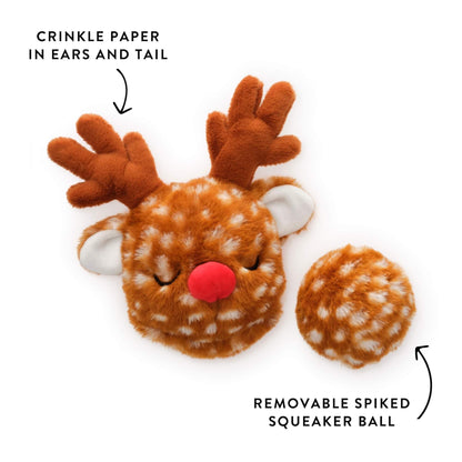 Reindeer Plush Dog Toy with Removable Squeaker Ball