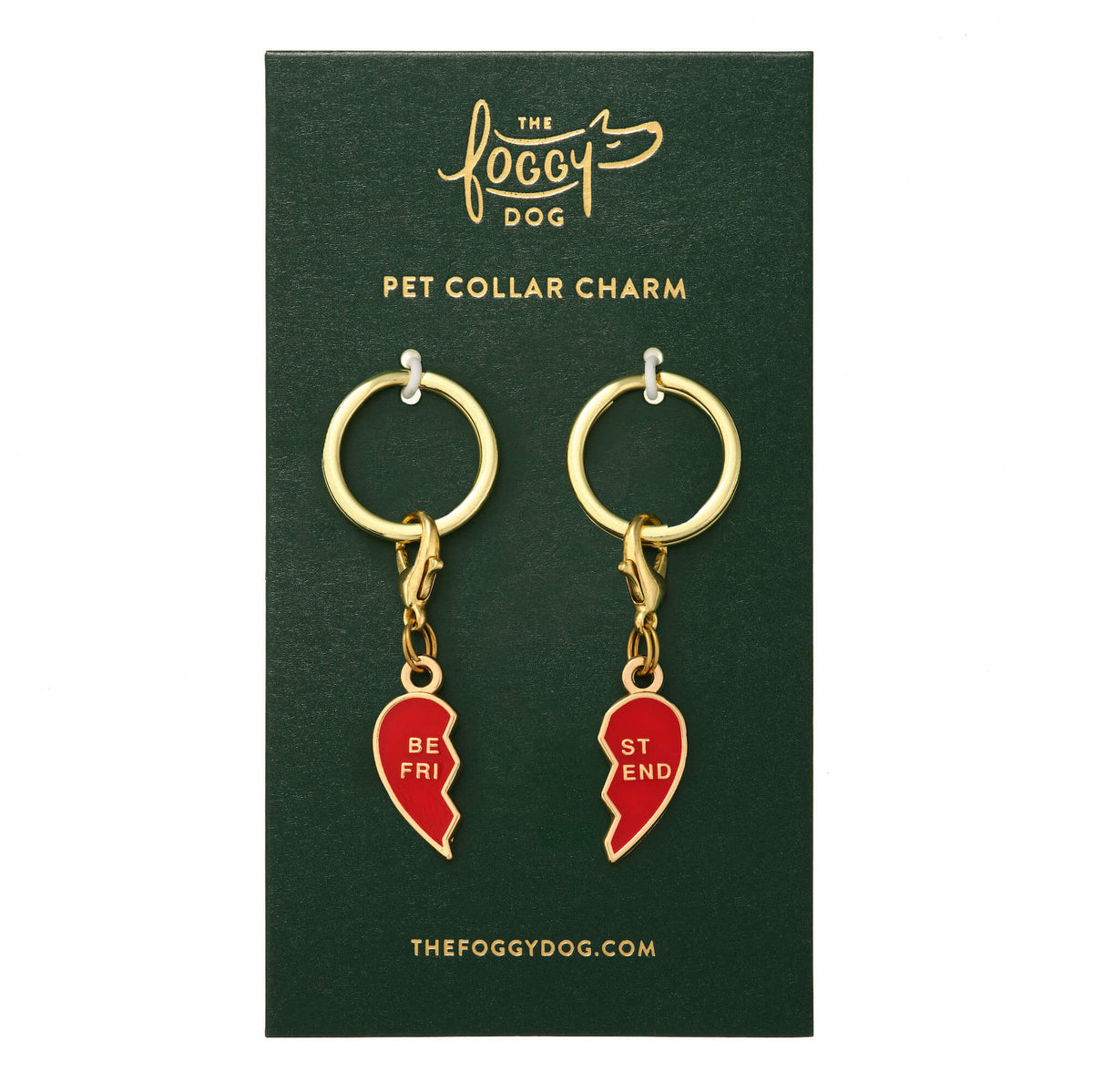 Red Double-Sided Enamel Hearts Dog Collar Charm Set
