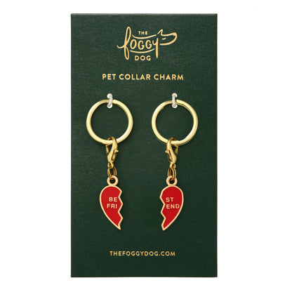 Red Double-Sided Enamel Hearts Dog Collar Charm Set