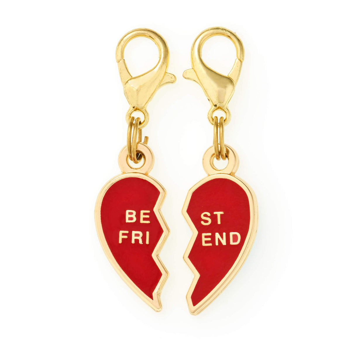 Red Double-Sided Enamel Hearts Dog Collar Charm Set