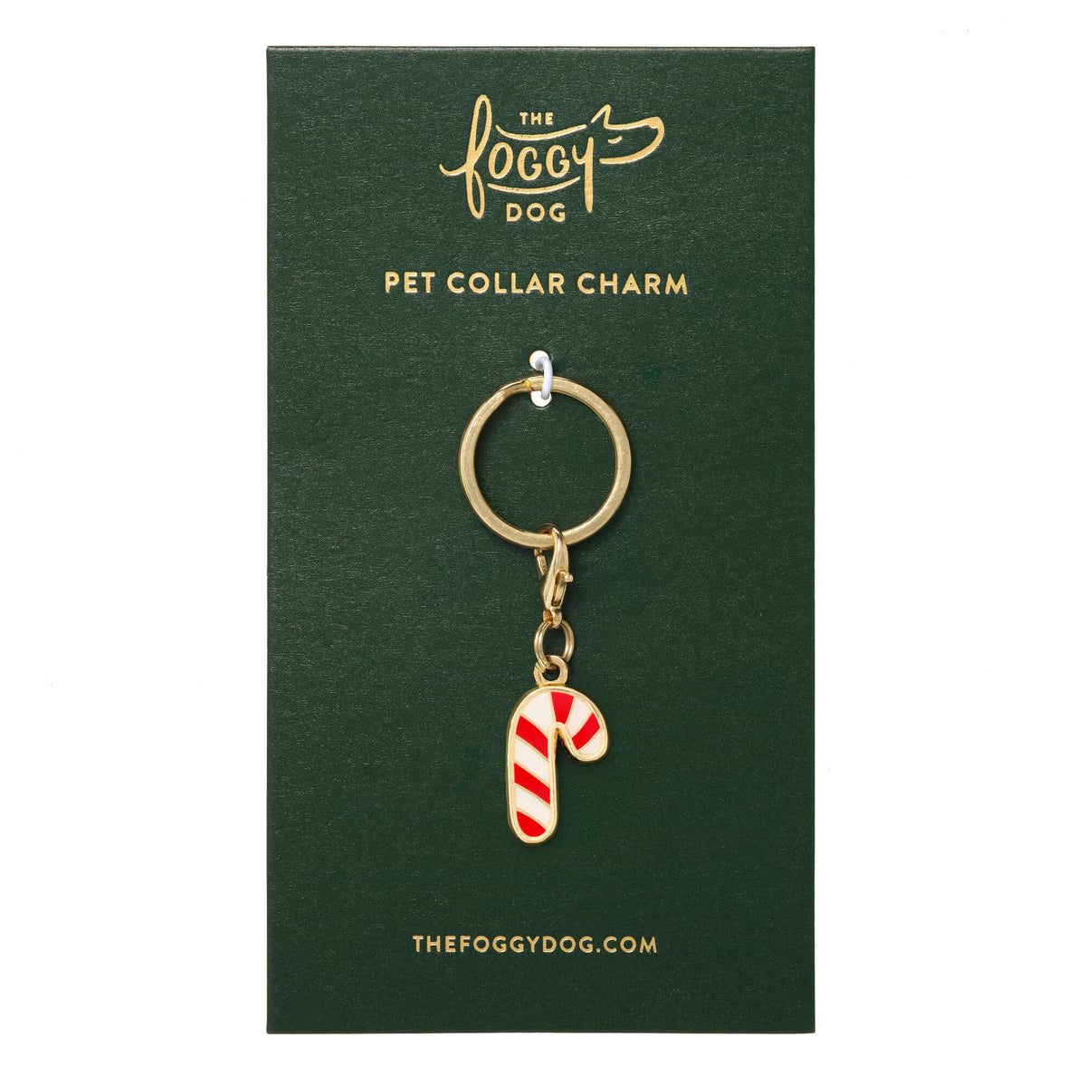 Candy Cane Dog Collar Charm, Double-Sided Hard Enamel